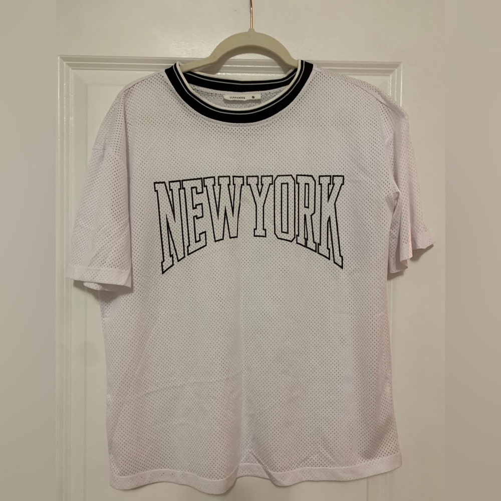 White 'New York' Mesh T-Shirt